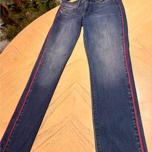 Express Women's Denim Pants with Red Stripe